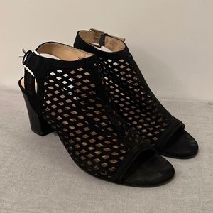Unisa Ungaila Black Suede Laser Cut Sandals /
Heels - Size Women's 8.5